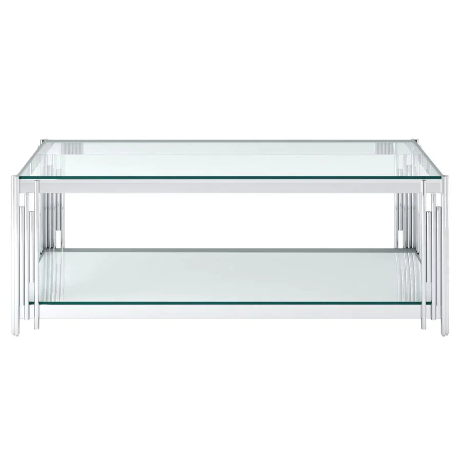 Estrel Rectangular Coffee Table in Silver - Furniture Depot