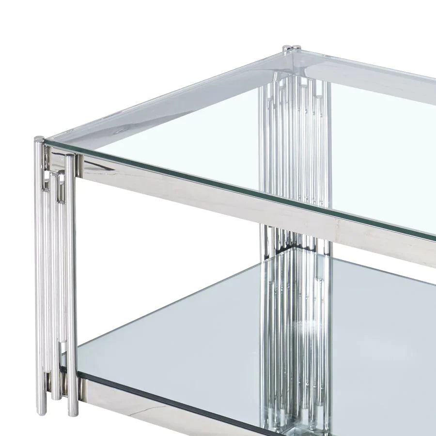 Estrel Rectangular Coffee Table in Silver - Furniture Depot