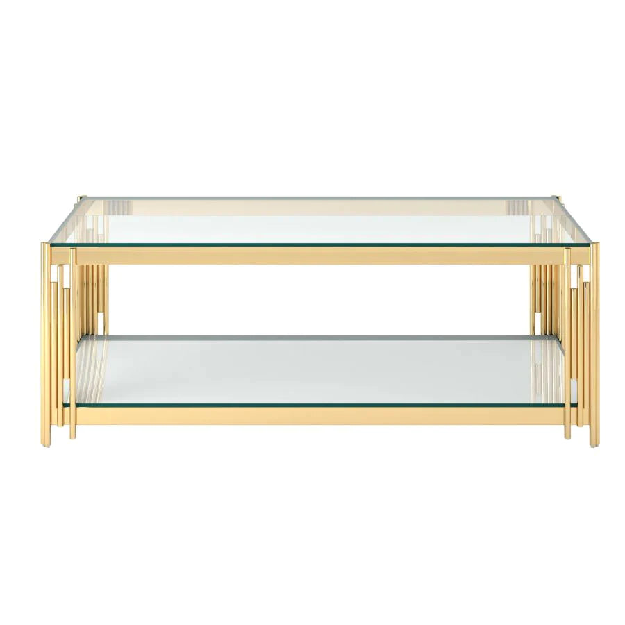 Estrel Rectangular Coffee Table in Gold - Furniture Depot