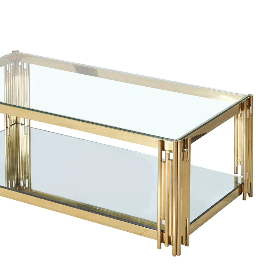 Estrel Rectangular Coffee Table in Gold - Furniture Depot