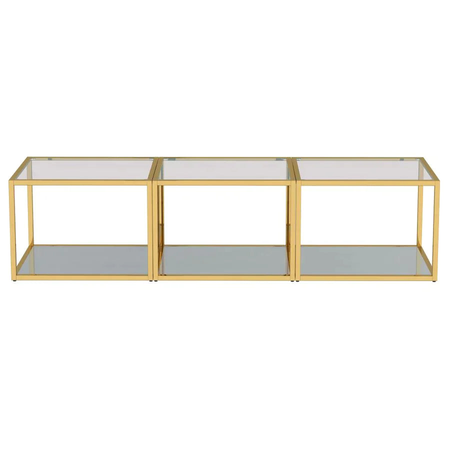 Casini 3pc Small Coffee Table Set in Gold - Furniture Depot