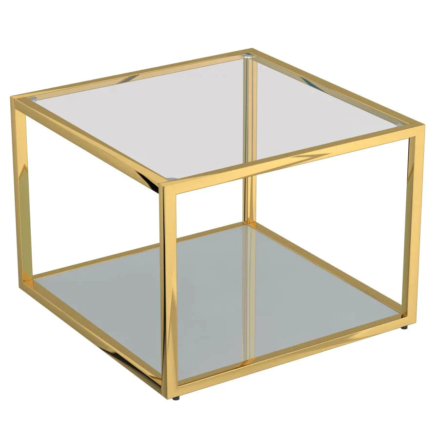 Casini 3pc Small Coffee Table Set in Gold - Furniture Depot