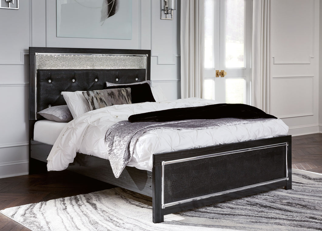 Kaydell Black Upholstered Glitter Panel Bed