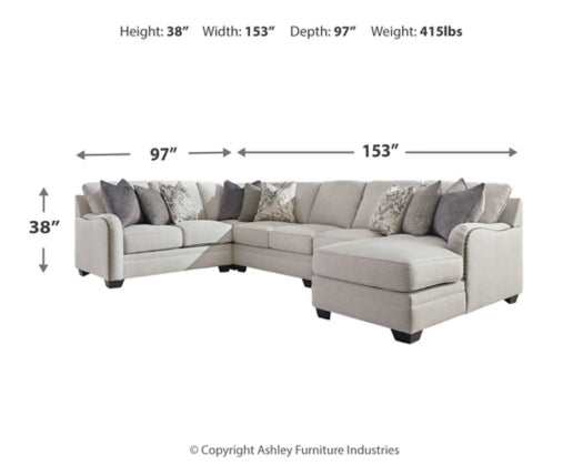 Dellara 5-Piece Sectional with RHF Chaise - Furniture Depot (7893870248184)