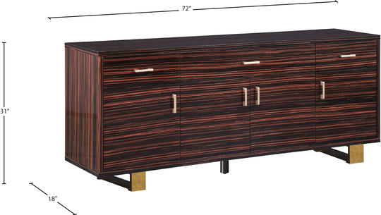 Excel Brown Zebra Wood Veneer Lacquer Sideboard/Buffet - Furniture Depot