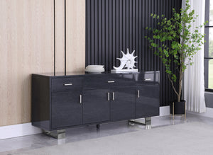 Excel Grey Oak Veneer Lacquer Sideboard/Buffet - Furniture Depot
