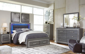 Lodanna Gray Platform Bed With 2 Storage Drawers