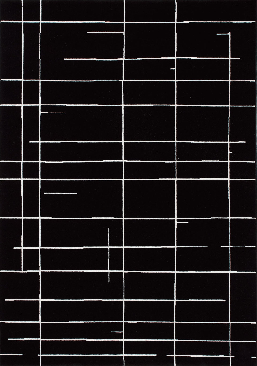 Ice Black White Lines Rug - Furniture Depot