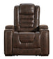 Game Zone PWR Recliner/ADJ Headrest Chair - Bark - Furniture Depot