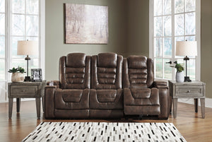 Game Zone PWR REC Sofa with ADJ Headrest - Bark - Furniture Depot