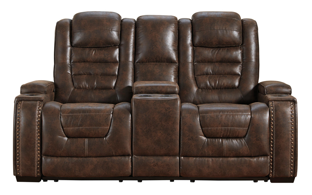 Game Zone PWR REC Loveseat/CON/ADJ HDRST - Bark - Furniture Depot