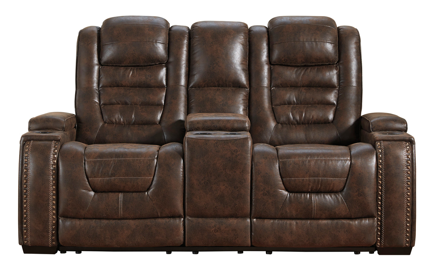 Game Zone PWR REC Loveseat/CON/ADJ HDRST - Bark - Furniture Depot