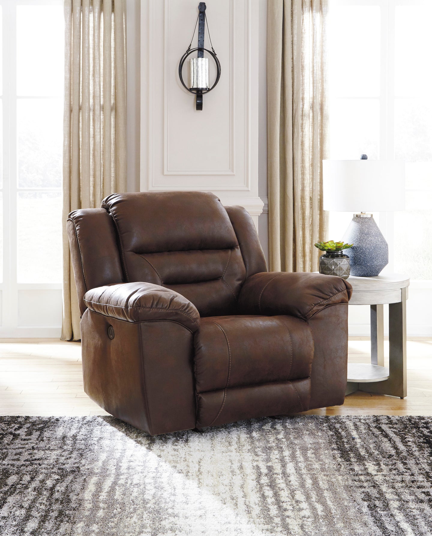 Stoneland Power Recliner Chair - Chocolate - Furniture Depot