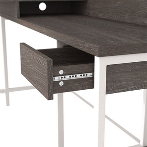 Dorrinson Two tone 3 Pc. L desk With Storage, Bookcase, Swivel Desk Chair