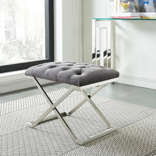 ALDO-SINGLE BENCH-GREY/SILVER - Furniture Depot