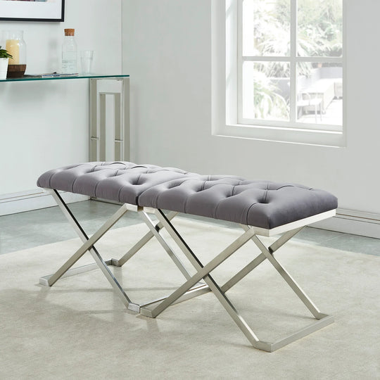 ALDO-SINGLE BENCH-GREY/SILVER - Furniture Depot