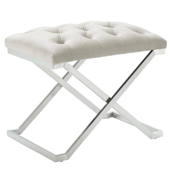 ALDO-SINGLE BENCH-IVORY/SILVER - Furniture Depot