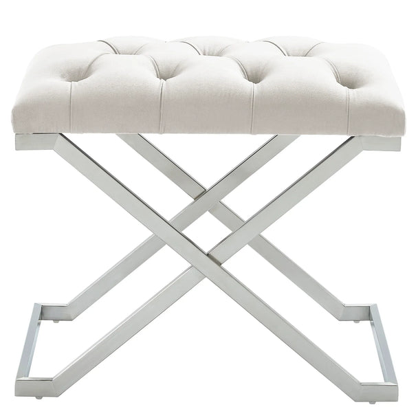 ALDO-SINGLE BENCH-IVORY/SILVER - Furniture Depot