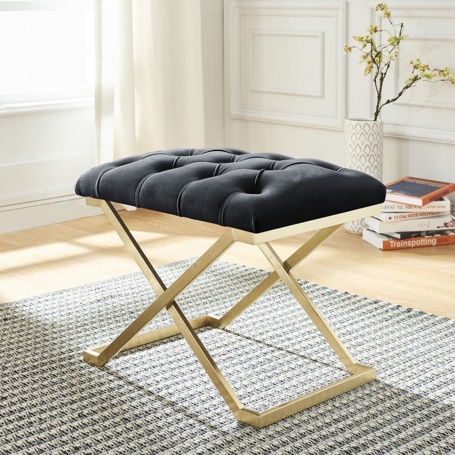 Rada Bench in Black/Gold - Furniture Depot