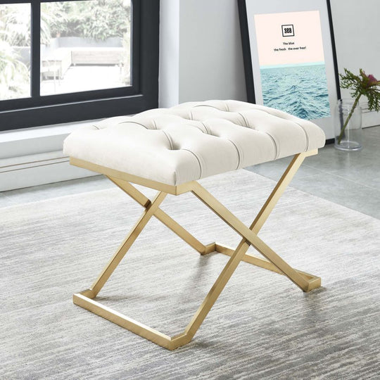 Rada Bench in Ivory/Gold - Furniture Depot