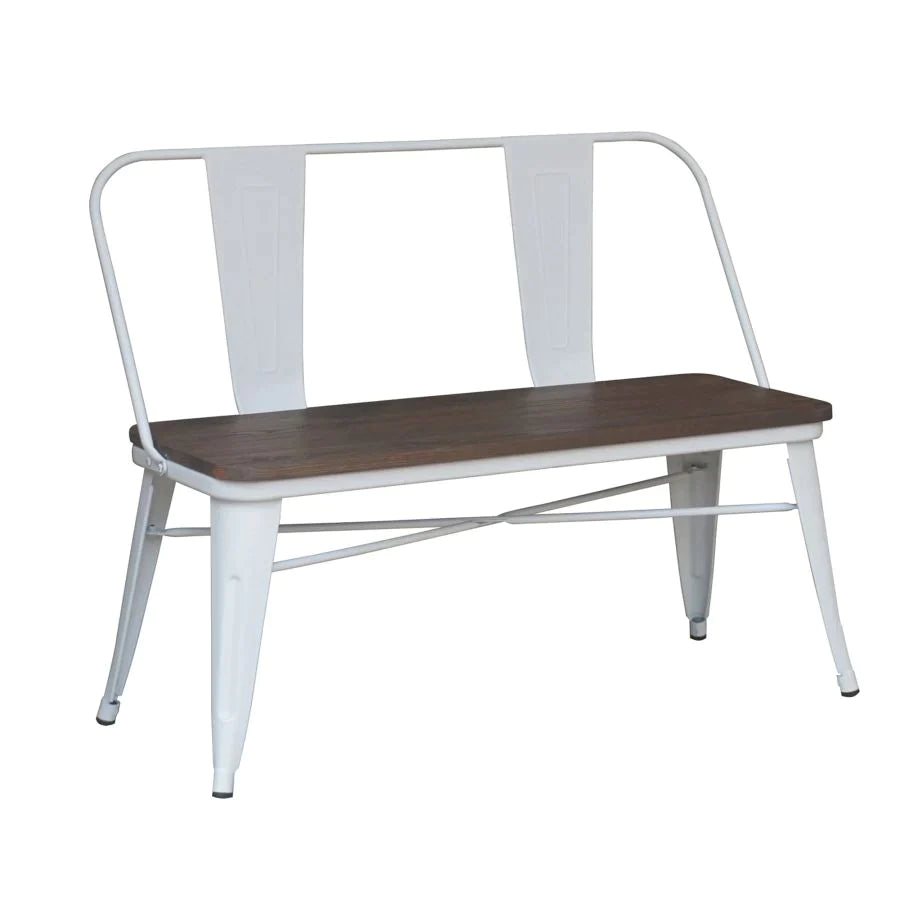 Modus Bench With Back in White - Furniture Depot