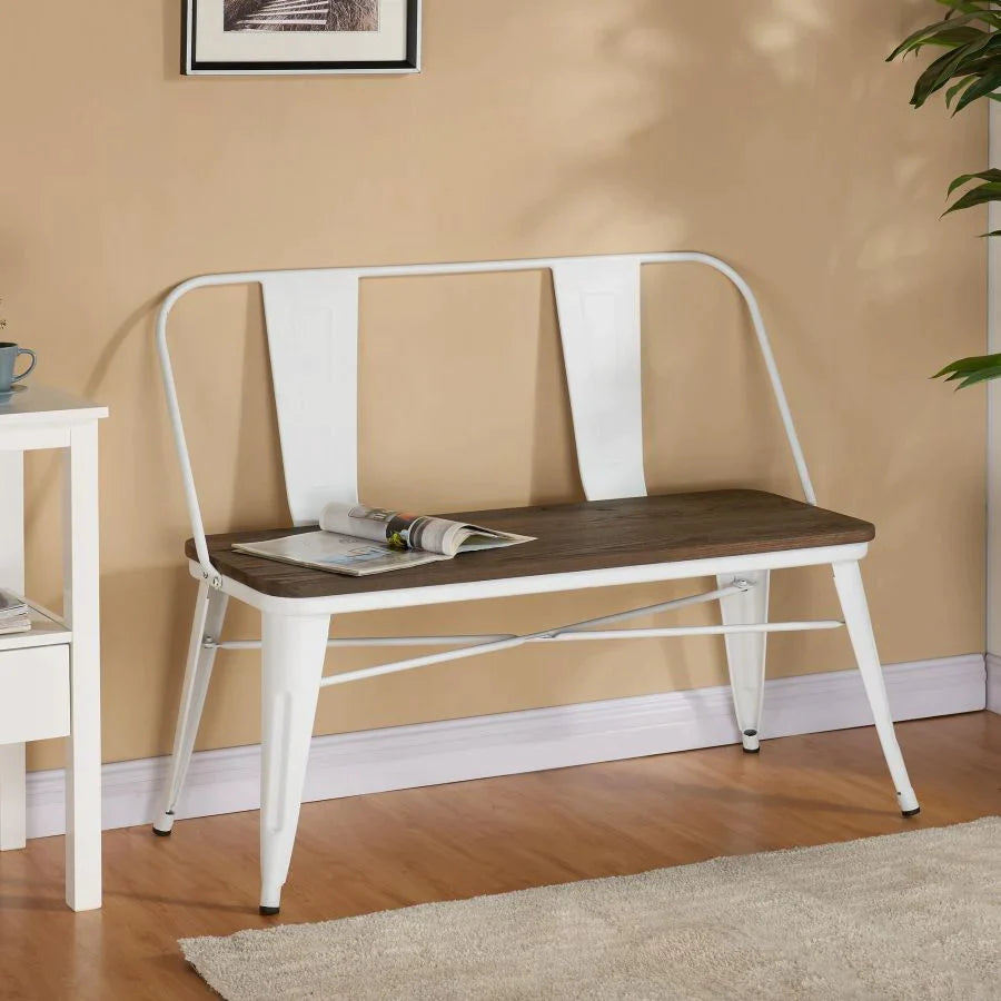 Modus Bench With Back in White - Furniture Depot