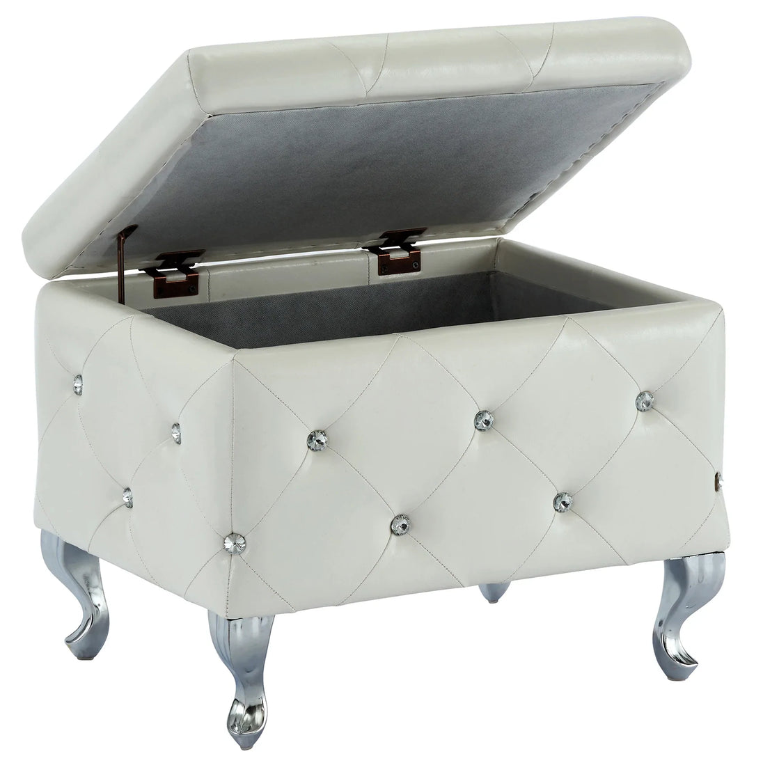 MONIQUE-SINGLE STORAGE OTTOMAN-WHITE - Furniture Depot