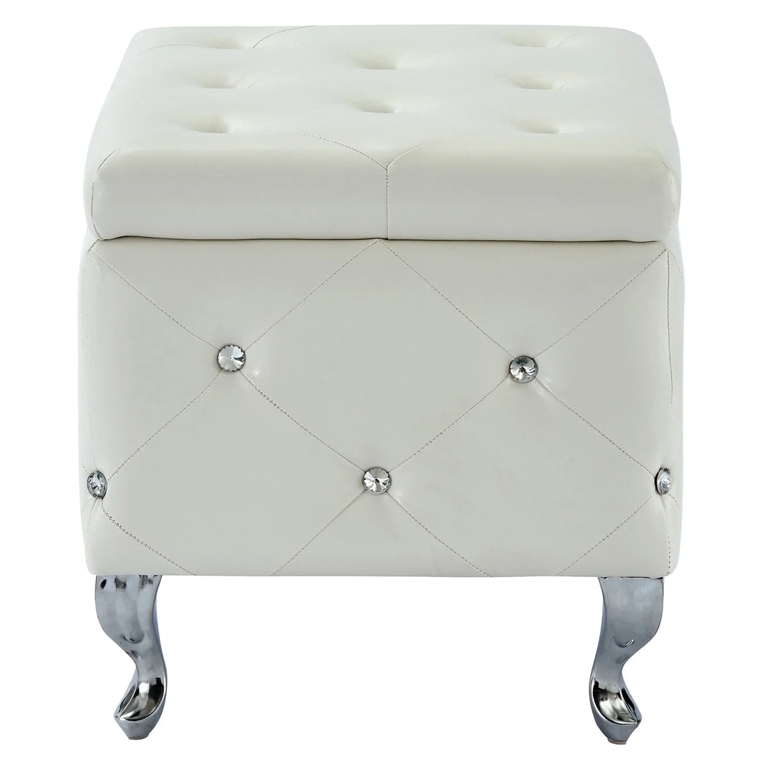 MONIQUE-SINGLE STORAGE OTTOMAN-WHITE - Furniture Depot