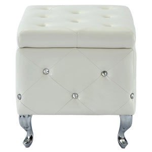 MONIQUE-SINGLE STORAGE OTTOMAN-WHITE - Furniture Depot