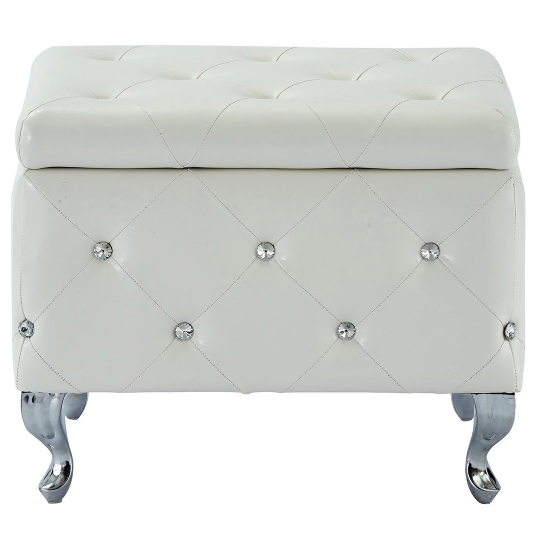 MONIQUE-SINGLE STORAGE OTTOMAN-WHITE - Furniture Depot