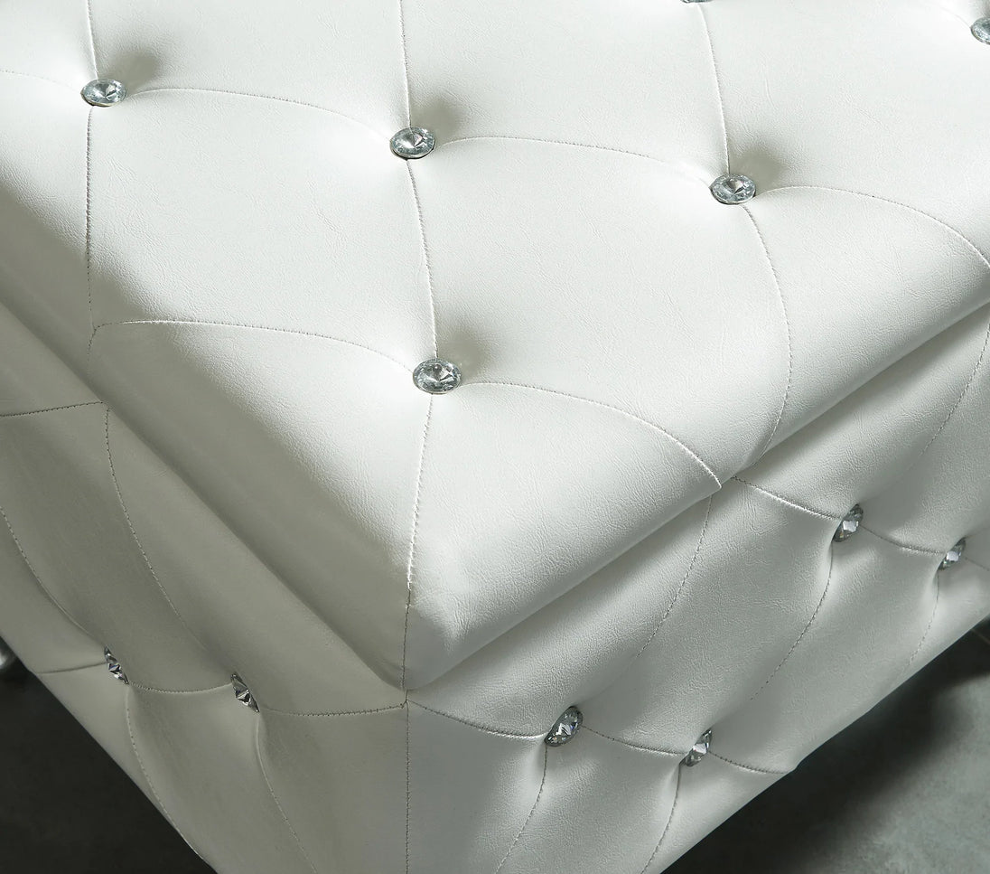 MONIQUE-SINGLE STORAGE OTTOMAN-WHITE - Furniture Depot