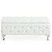 Monique Rectangular Storage Ottoman in White - Furniture Depot