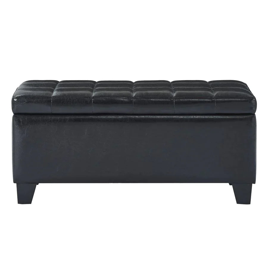 Winston Rectangular Storage Ottoman in Black - Furniture Depot