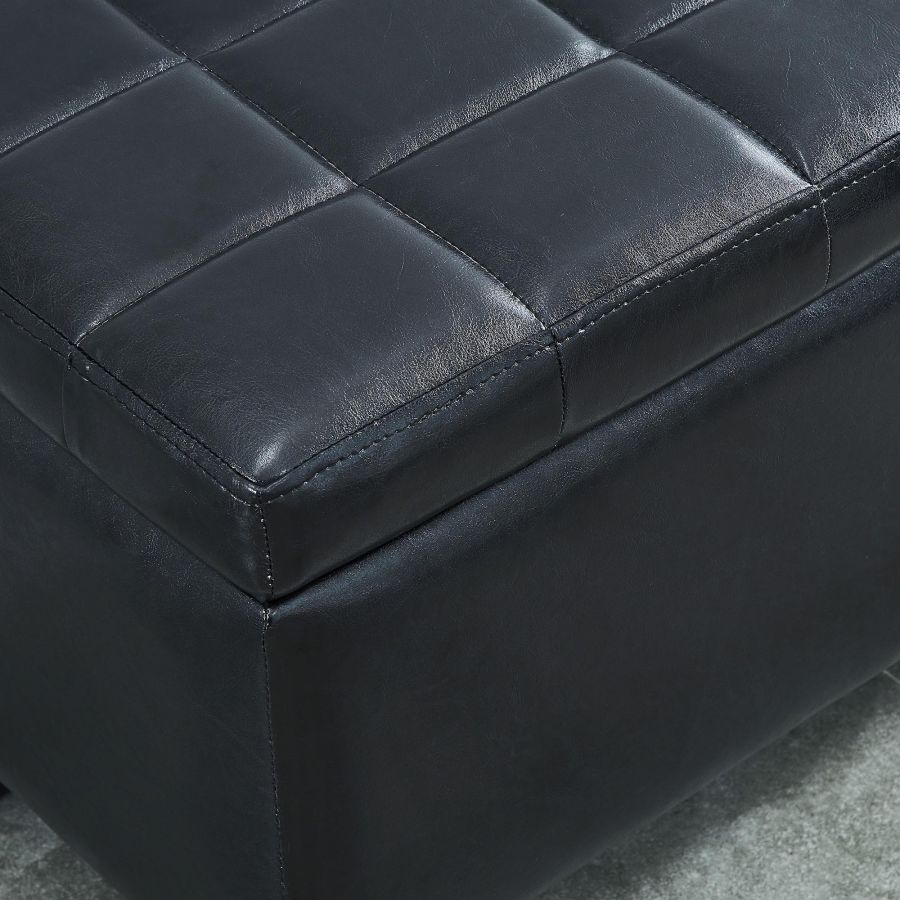 Winston Rectangular Storage Ottoman in Black - Furniture Depot