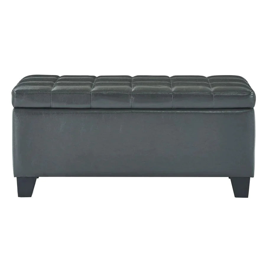 Winston Rectangular Storage Ottoman in Grey - Furniture Depot