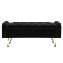 Load image into Gallery viewer, Sabel Storage Ottoman/Bench in Black with Gold Leg - Furniture Depot