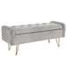 Sabel Storage Ottoman/Bench in Grey with Gold Leg - Furniture Depot