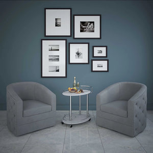 Velci Swivel Accent Chair in Grey - Furniture Depot