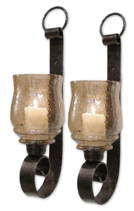 Joselyn Small Wall Sconces (Set of 2) Brown, Dark