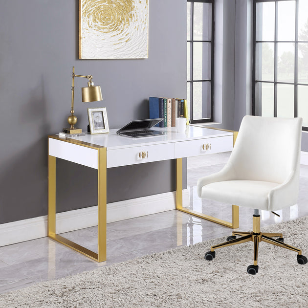Victoria White / Gold Desk/Console - Furniture Depot (7679000903928)