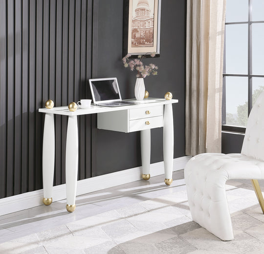 Etro White / Gold Desk/Console - Furniture Depot (7679000969464)