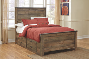 Trinell Brown Panel Bed With 2 Storage Drawers