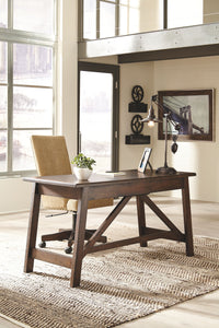 Baldridge Rustic Brown 2 Pc. Large Leg Desk, Upholstered Swivel Desk Chair