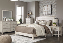 Load image into Gallery viewer, Hollentown Whitewash 5 Pc. Dresser, Mirror, Panel Bed, 2 Nightstands - Full