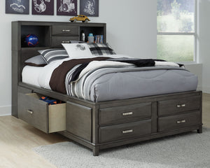 Caitbrook Gray Storage Bed With 8 Drawers - king