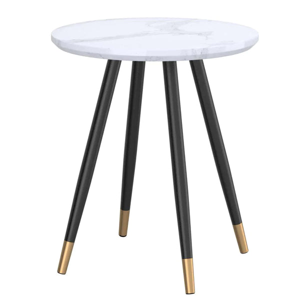 Emery Round Accent Table in White - Furniture Depot