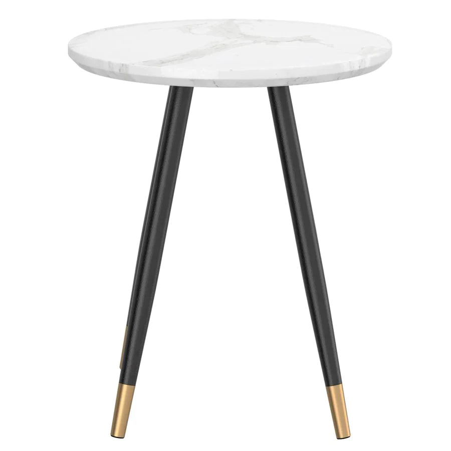 Emery Round Accent Table in White - Furniture Depot