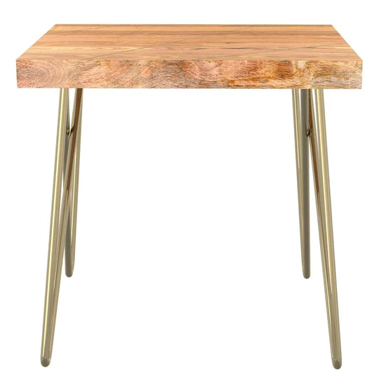 Madox Accent Table in Natural & Aged Gold - Furniture Depot