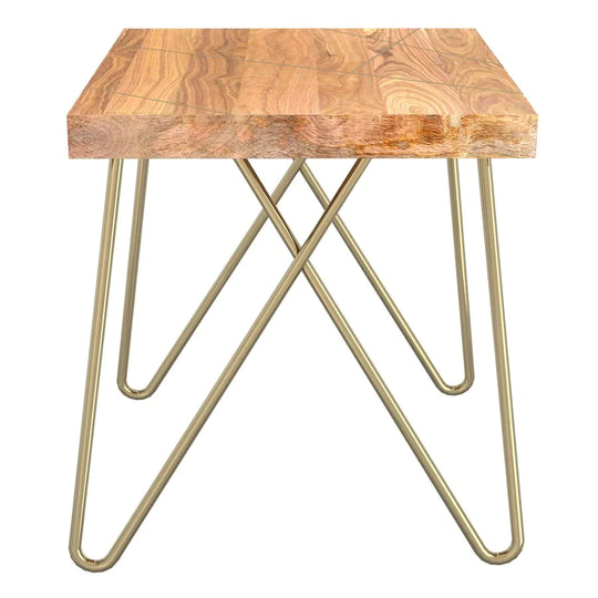 Madox Accent Table in Natural & Aged Gold - Furniture Depot