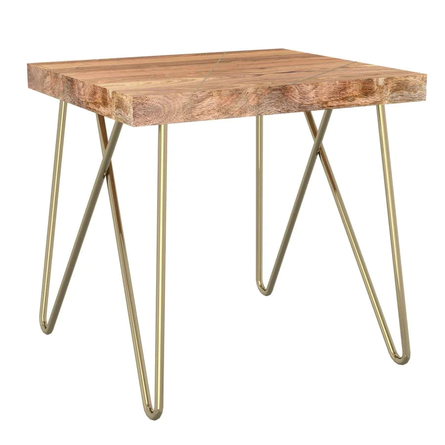 Madox Accent Table in Natural & Aged Gold - Furniture Depot